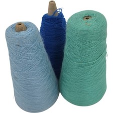 Phoenix Dye Works Light Blue Royal Blue Teal Vintage Cone Yarn  Lot of 3