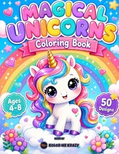 Magical Unicorns Coloring Book for Kids Ages 4-8: 50 Big and Easy Unicorn Design