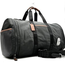 COACH Max 2way Gym Bag Boston Bag Duffle Bag Nylon Leather Black Large Capacity
