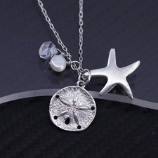 18 , sterling silver 925 oval chain necklace shell starfish charm pendants