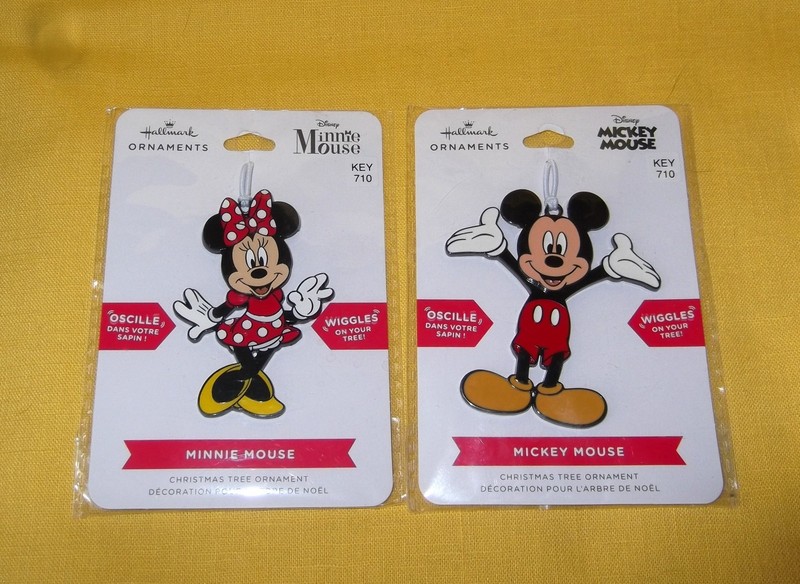 NEW HALLMARK DISNEY MICKEY & MINNIE MOUSE WIGGLE ORNAMENTS
