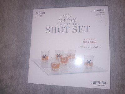 Shot Glass Tic Tac Toe Set - 9 Alcohol Shooters with X and O -NEW SEALED