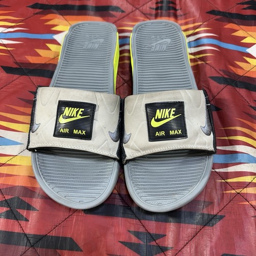 Nike Air Max 90 Slides Sandals Gray Volt Black Neon Women’s Size 8 CT5241-001 - Picture 3 of 19