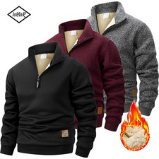 Winter Men's half-zip Pullover Thick Fleece long-sleeved Solid Color Pullovers T