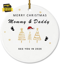 2026 Baby Announcement Christmas Ceramic Ornament Gifts for Expecting Parents, G