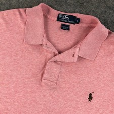 Ralph Lauren Mens L Pink Heathered Cotton Short Sleeve Polo Shirt