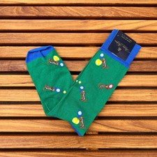 Brooks Brothers Mens Green Chipmunk Made in Italy cotton blend crew socks