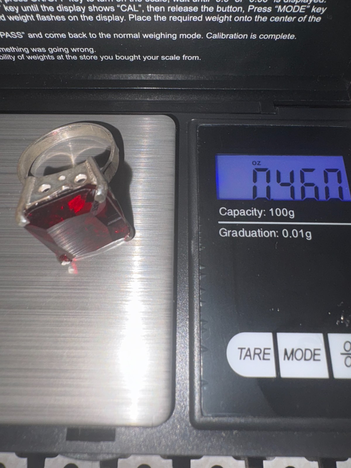 925 Sterling Silver Ring Large rectangular Red Ru… - image 11