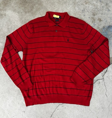 Ralph Lauren by Ralph Lauren Men's Collared Striped Knit Pullover Sweater XL