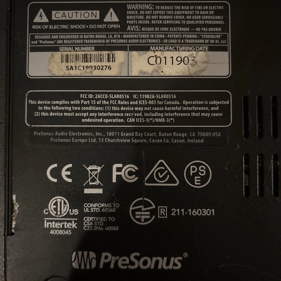 PreSonus StudioLive SLM AR8c Mezclador de 8 Canales USB 8 entradas/4 salidas Interfaz de Grabación Foto 4 de 4