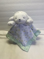 Carter's Child of Mine White Lamb Sheep Security Blanket Green Stars Rattle 12"