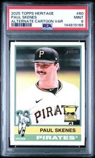 2025 Topps Heritage #60 Paul Skenes Alternate Cartoon Variation SSP PSA 9
