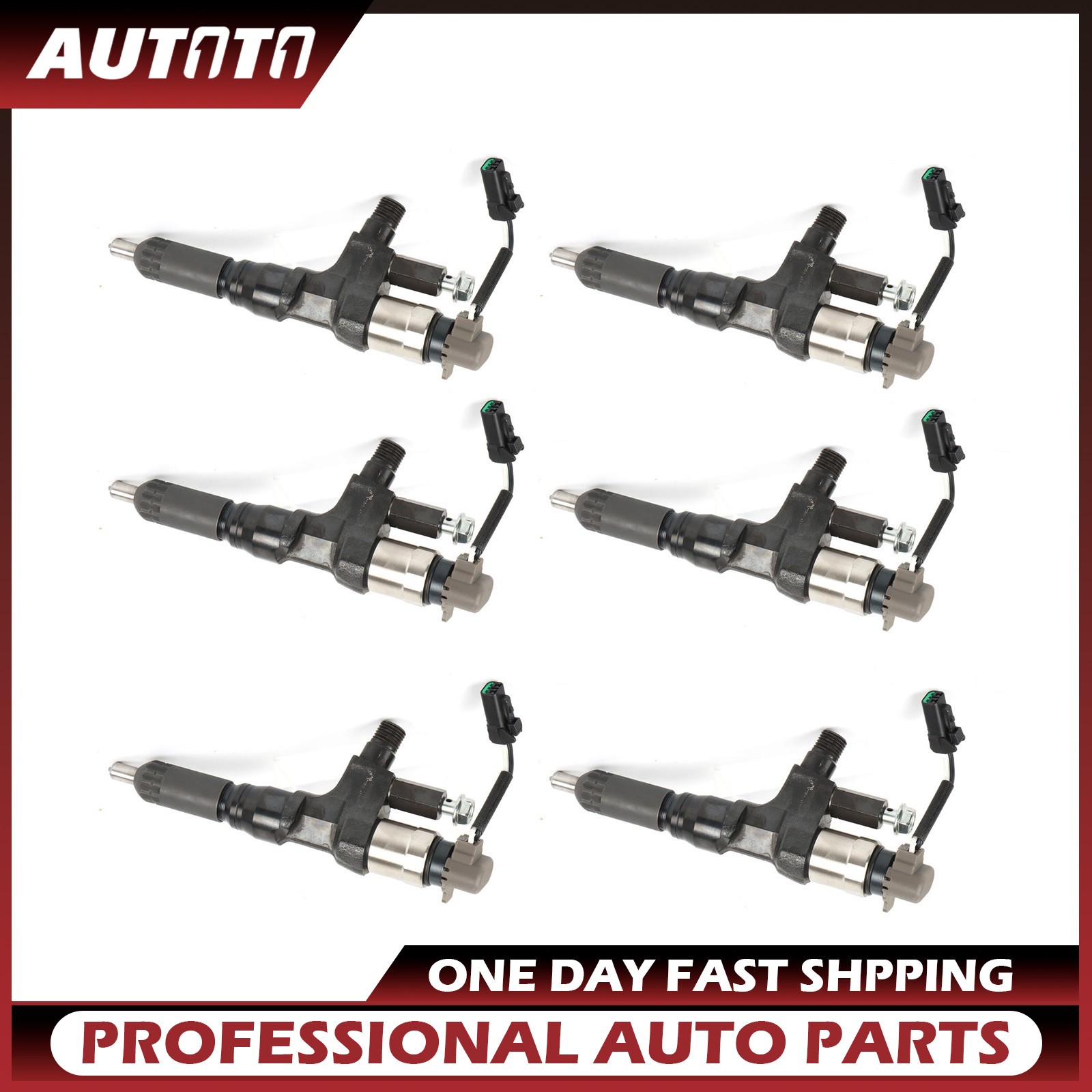 6pcs Fuel Injectors 095000-6593 For VH23670E0012 Hino J08E Kobelco SK350-8