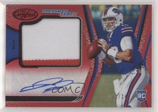 2020 Certified Freshman Fabric Signatures Mirror Red 131/149 Jake Fromm Auto qn5