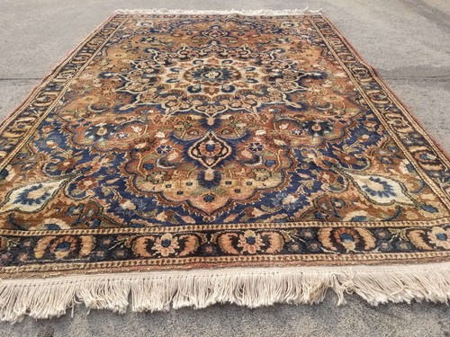 Distressed Authentic Hand Knotted Vintage Afghan Turkmen Wool Area Rug 5.1x3.7ft