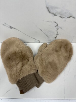 C.C Women's Faux Mocha Fur Fingerless Sherpa Lined Convertible CC Mittens Gloves