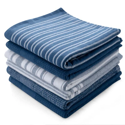 6PC Kitchen Towel Set 100% Cotton Dish Towels 16 x 26 Absorbent Tea Bar Towels - Image 1 of 4