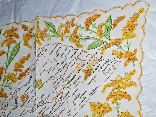 Vintage State of Nebraska Hanky Hankie Cotton Handkerchief RANSHAW 50's souvenir - Picture 2 of 4