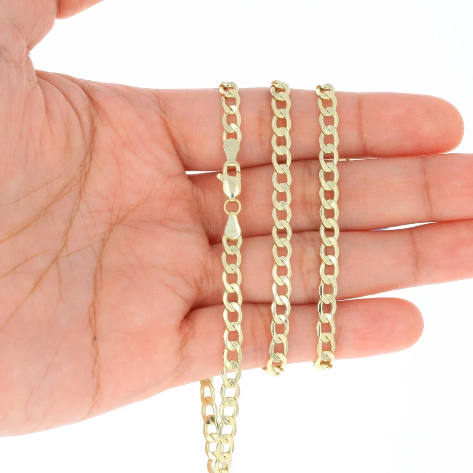 10K Yellow Gold 4.5mm Womens Cuban Link Curb Chain Bracelet Italian Made 7" - Image 4 of 4