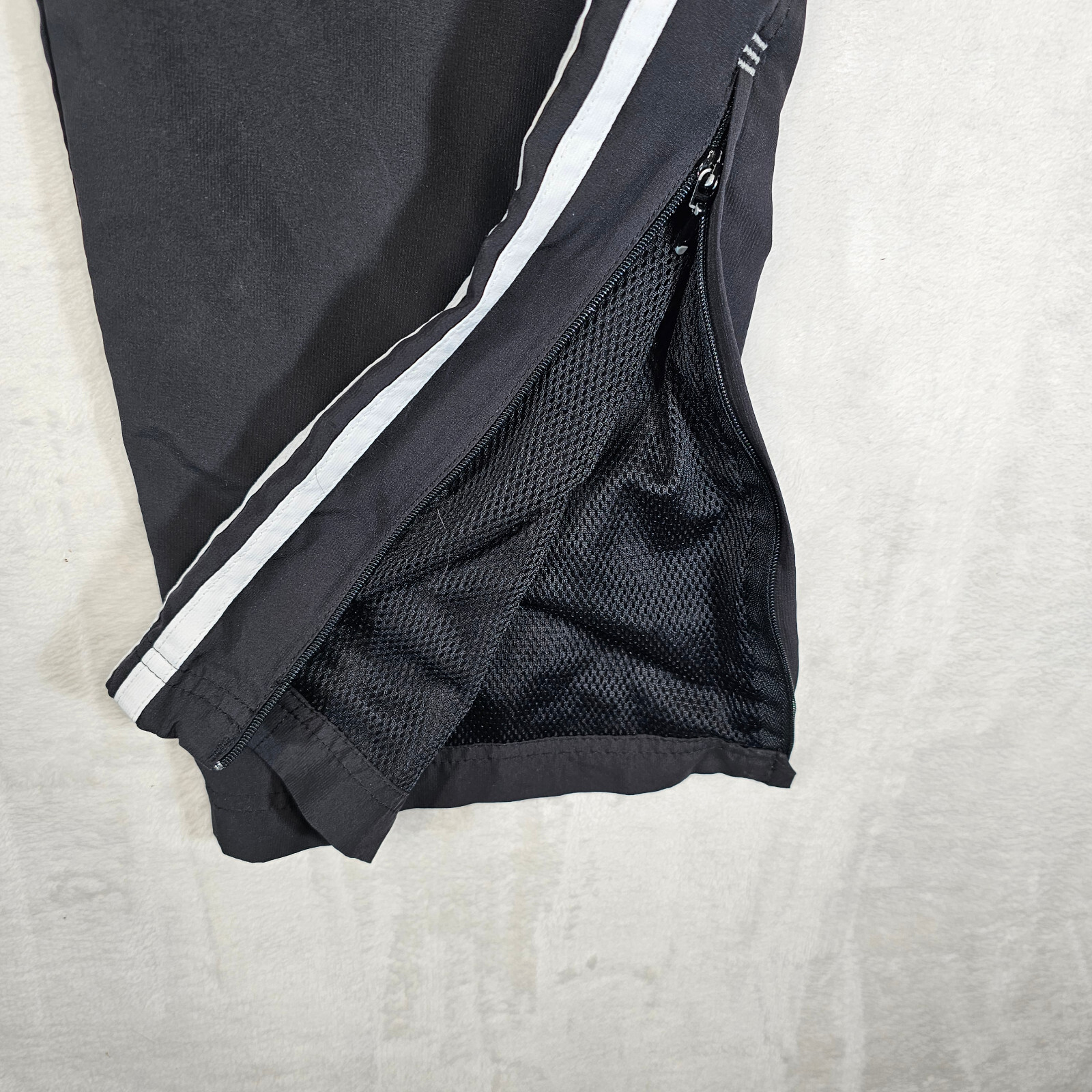 Adidas Mens Pants Track Three Side Stripes Black White Athletic Size M EUC thumbnail 7