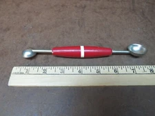 Red, white stripe Wooden Handle Fruit melon baller Kitchen Utensil Tool Vtg