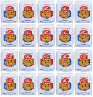 20x Russo Mezzani Tagliati N°33 Hartweizengrieß Pasta,Italienischer Weizen,500g