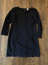 J Crew Dress Women's Size M Black Back Zip Long Sleeve Ponte Knit Stretch
