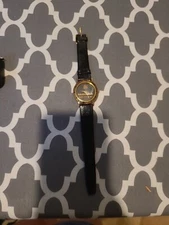  Unisex Wristwatch Tadiran Telecom Quartz with black leather band Stainless Back