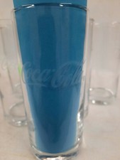 Coca Cola Glas 6x Glas 0,2 l Gastro wei&szlig;e Schrift mit Welle