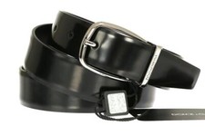 NEW DOLCE & GABBANA LUXURY BLACK LEATHER LOGO ROUNDED BUCKLE BELT 90/36 W/BOX