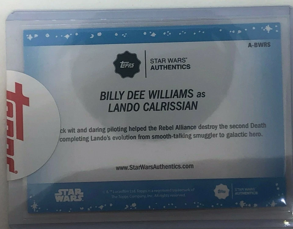 2020 Topps Star Wars Authentics BILLY DEE WILLIAMS as LANDO CALRISSIAN Card #/10 - Image 2 of 2