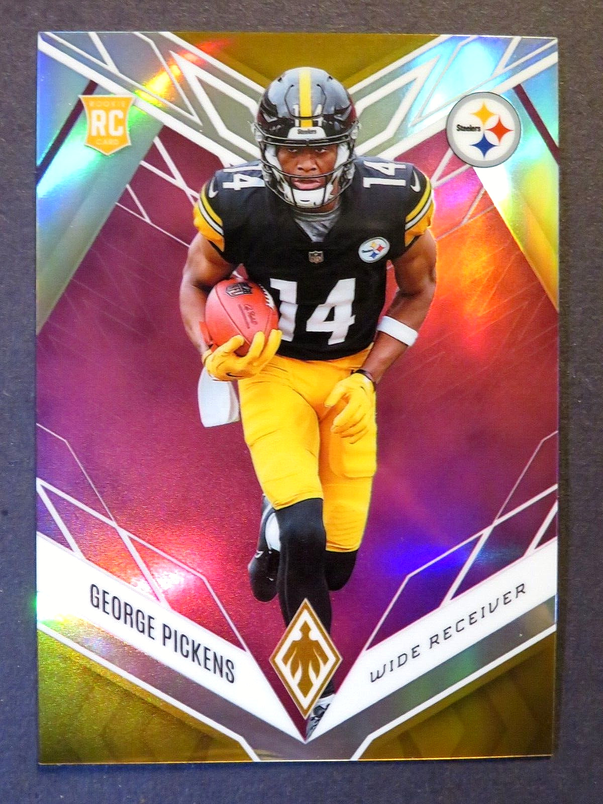 2022 Panini Phoenix Football George Pickens Pink Rookie Card #123 Steelers 7/199