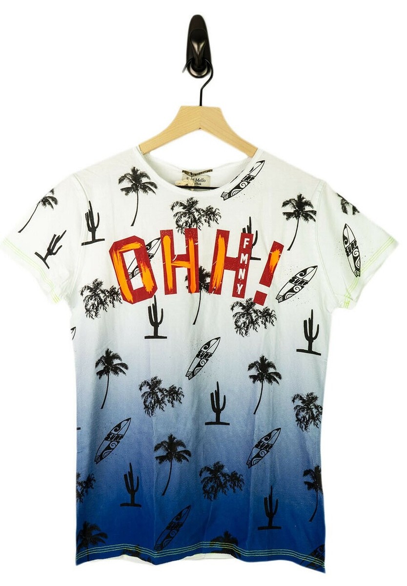 Fred Mello Boys' Printed Short Sleeve T-Shirt, White, Size: XXL