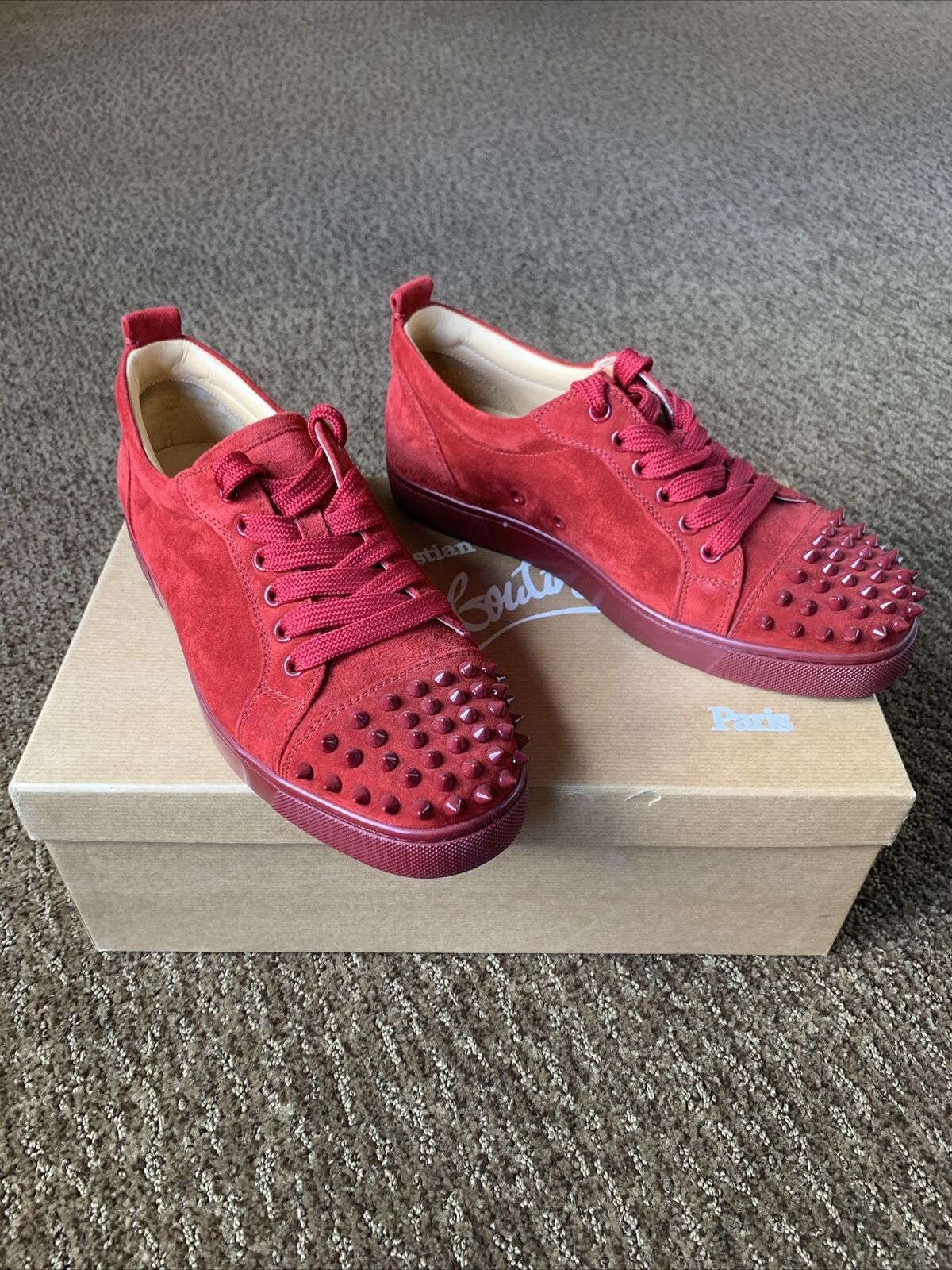 Christian Louboutin Red Louis Junior Spikes Sneakers