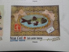 FRANCE 2023, timbre AUTOADHESIF CARTE POSTALE MESSAGE POISSON D AVRIL neuf** MNH