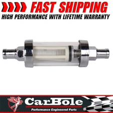 Universal Gas Diesel Fuel Filter ​Clear View Inline 3/8" Chrome Hose Barb ​
