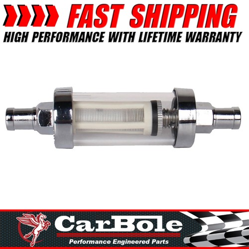 Universal Gas Diesel Fuel Filter ​Clear View Inline 3/8" Chrome Hose Barb ​ - Picture 1 of 14