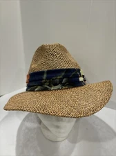 Original Panama Jack Mens Straw Safari Hat Size Medium Floral Beach Golf Vintage