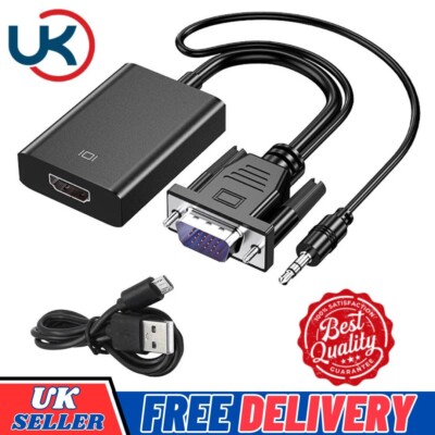 VGA INPUT to HDMI OUTPUT Video Audio Converter Cable Adapter 1080 for TV PC DVD