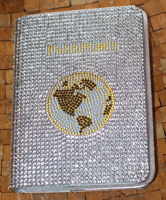 Judith Leiber couture passport holder cover Travel Clear Gold