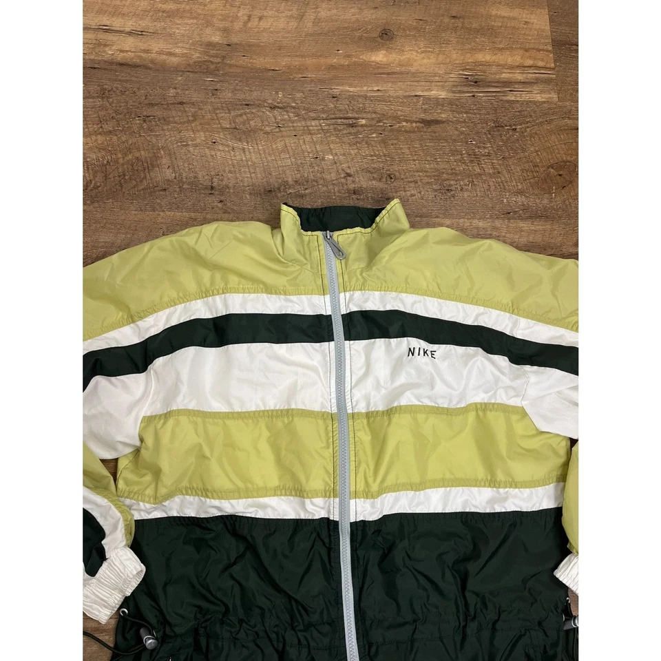 Chaqueta cortavientos Nike de colección años 90 a rayas verde tostado cremallera completa M Foto 2 de 4