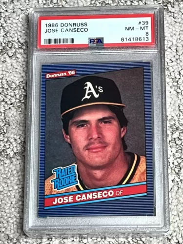PSA 8 BASEBALL CARD 1986 DONRUSS JOSE CANSECO ROOKIE OAKLAND A’S