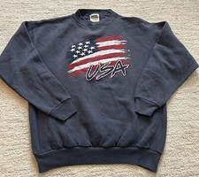 Vintage Y2K AMERICAN FLAG USA crewneck Sweatshirt TULTEX Medium