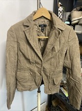 Mango MNG TAN Corduroy Blazer Single Breasted Womens Sz 6