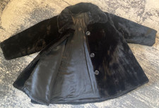 Above Knee Women Marc Cain Faux Fur Coat Size 12 In Black