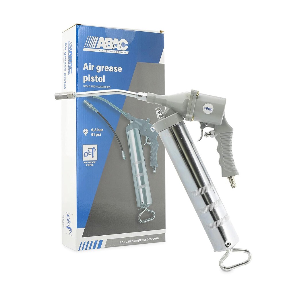 INGRASSATORE PISTOLA POMPA GRASSO ARIA MANUALE TUBO RIGIDO-FLESSIBILE 400gr ABAC