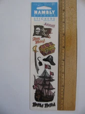 Hambly Mylar Stickers PIRATES Ship Flag Sword Hat Treasure Chest 1 Sheet NOS