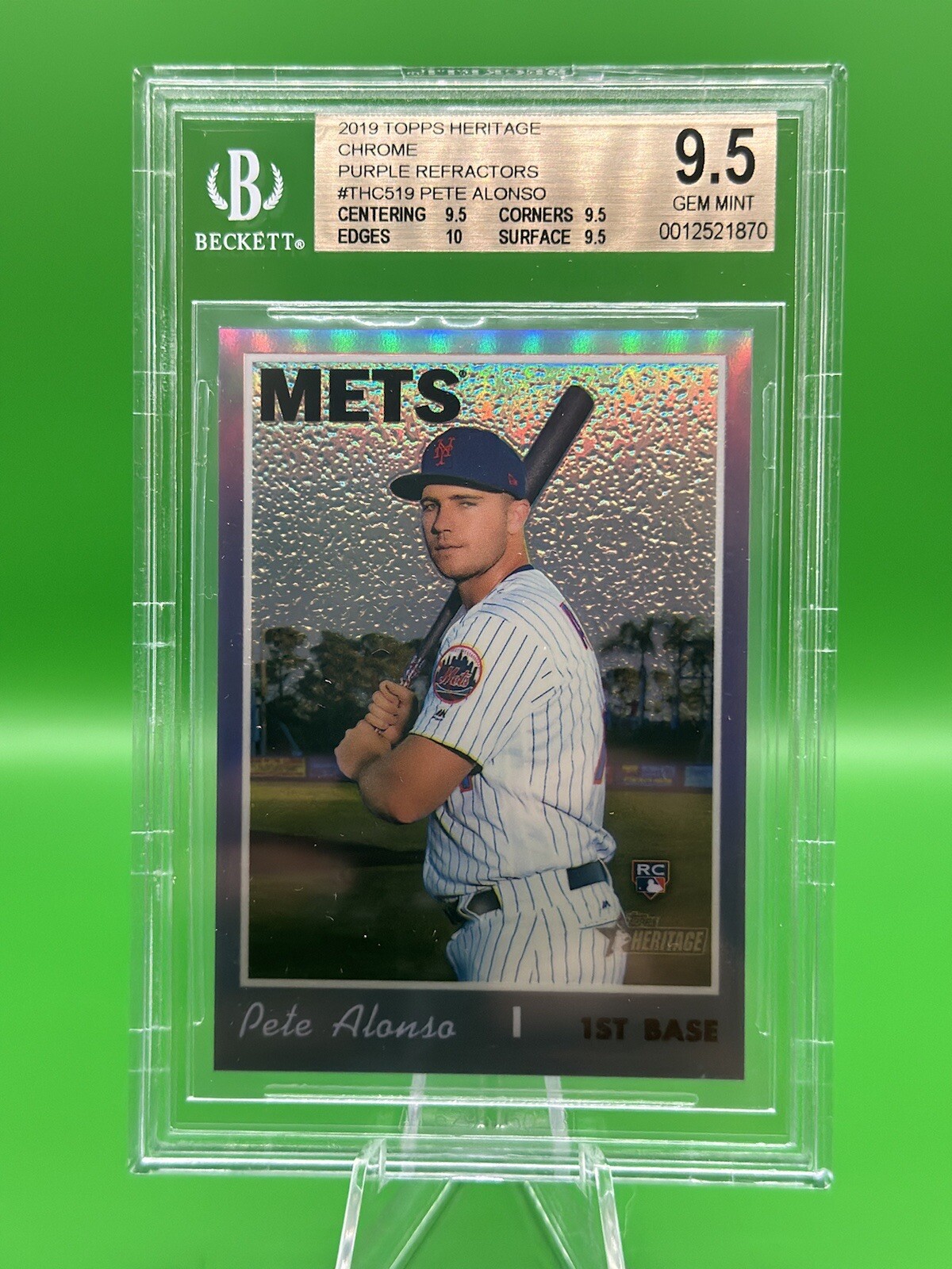 2019 Topps Heritage Chrome Purple Refractor Pete Alonso ROOKIE BGS 9.5