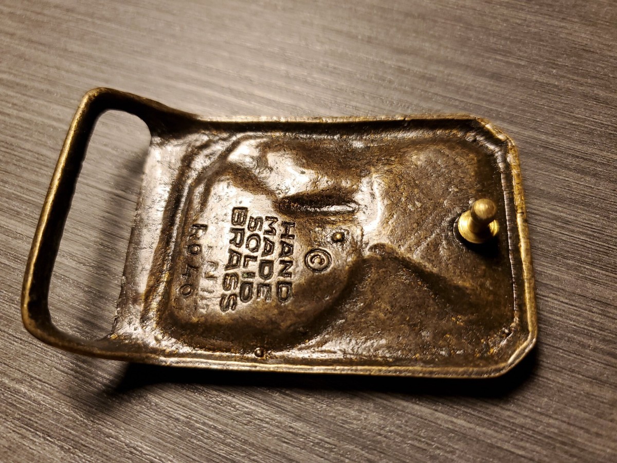 Vintage Belt Buckle. Train going over a bridge. Hand made  display picture 1