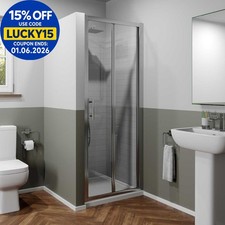 Image of 800mm Bathroom Bi Fold Shower Door Walk In Enclosure Framed 6mm Safety Glass